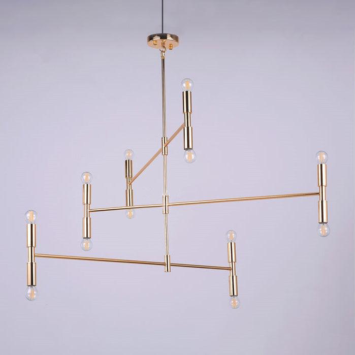 Bare Bulb Chandelier Lamp Mid-Century Metal 12 Lights - Rebooters