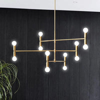 Bare Bulb Chandelier Lamp Mid-Century Metal 12 Lights - Rebooters