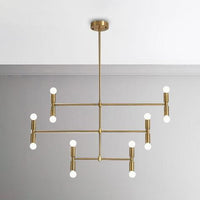Bare Bulb Chandelier Lamp Mid-Century Metal 12 Lights - Rebooters