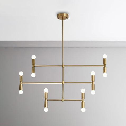 Bare Bulb Chandelier Lamp Mid-Century Metal 12 Lights - Rebooters