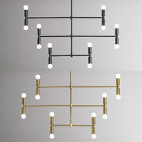 Bare Bulb Chandelier Lamp Mid-Century Metal 12 Lights - Rebooters