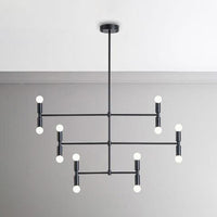 Bare Bulb Chandelier Lamp Mid-Century Metal 12 Lights - Rebooters
