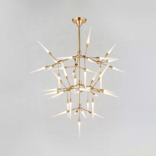 Acrylic Spur Chandelier Lighting Modern Stylish 5/25 Lights Gold Finish Ceiling Light Fixture - Rebooters