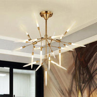 Acrylic Spur Chandelier Lighting Modern Stylish 5/25 Lights Gold Finish Ceiling Light Fixture - Rebooters
