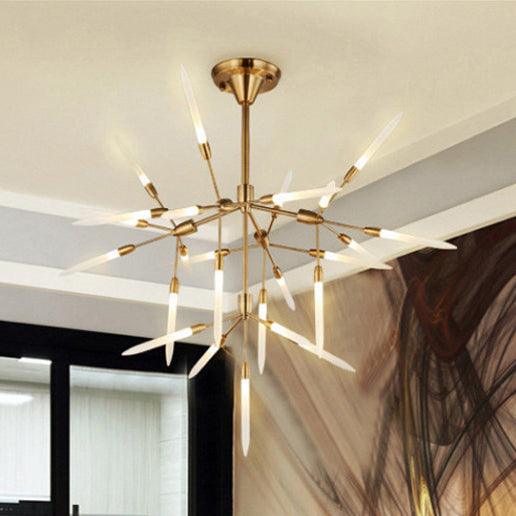 Acrylic Spur Chandelier Lighting Modern Stylish 5/25 Lights Gold Finish Ceiling Light Fixture - Rebooters