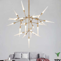 Acrylic Spur Chandelier Lighting Modern Stylish 5/25 Lights Gold Finish Ceiling Light Fixture - Rebooters