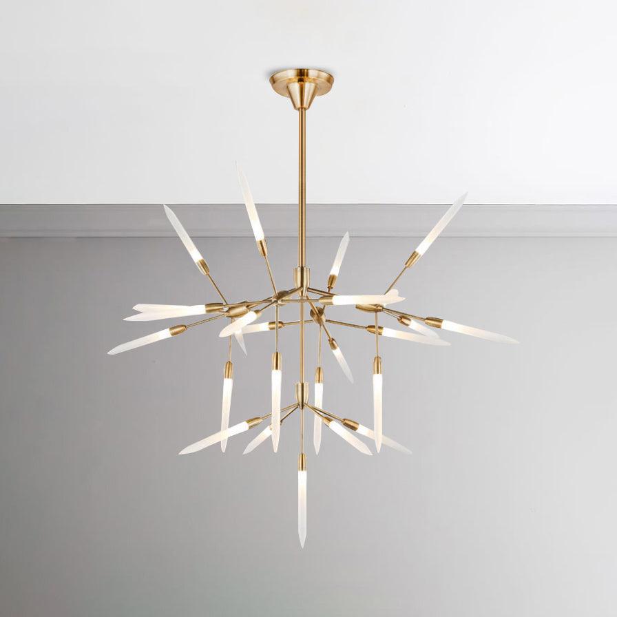 Acrylic Spur Chandelier Lighting Modern Stylish 5/25 Lights Gold Finish Ceiling Light Fixture - Rebooters
