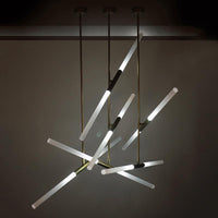 Acrylic Tubular Chandelier Modern 2/4/6 Lights Black White Gold Ceiling Pendant - Rebooters