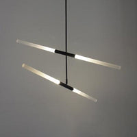 Acrylic Tubular Chandelier Modern 2/4/6 Lights Black White Gold Ceiling Pendant - Rebooters