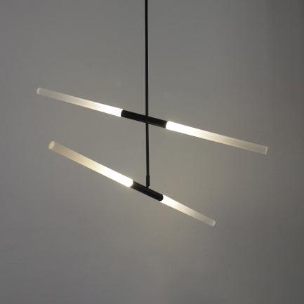 Acrylic Tubular Chandelier Modern 2/4/6 Lights Black White Gold Ceiling Pendant - Rebooters
