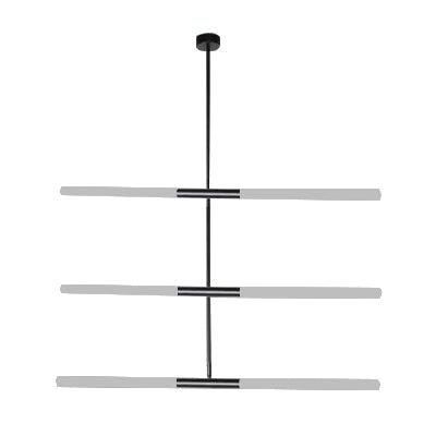 Acrylic Tubular Chandelier Modern 2/4/6 Lights Black White Gold Ceiling Pendant - Rebooters