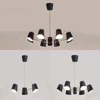 3/6/8 Lights Bucket Chandelier Light Black Pendant Fixture - Rebooters