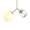 Glass Sphere Shade Pendant Lamp 2 Lights Gold Chandelier - Rebooters