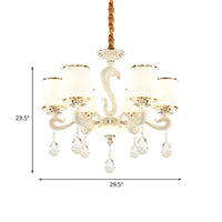 6-Bulb Opal Glass Hanging Lamp Modern White Curved Chandelier - Rebooters