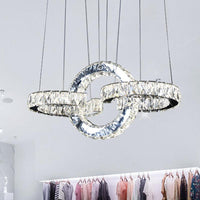 Beveled Crystal LED Pendant Lighting Modernist Black Rings Chandelier - Rebooters