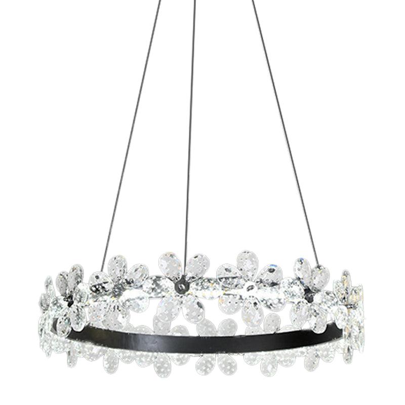 Black 1/2-Tier Hoop Hanging Light Kit Minimalistic Chandelier - Rebooters