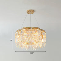 6-Light Floral Drum Chandelier Postmodern Gold Crystal Light - Rebooters