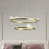 2-Tier Hoop Bedroom Pendant Chandelier Metallic LED Modern Ceiling Hang Fixture in Gold - Rebooters