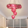 Loving Heart Pendant Chandelier Nordic Style Metal Wire 7 Heads Rose Red Lighting - Rebooters