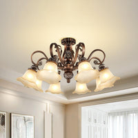 5/6/8 Lights Floral Shade Semi Flush Light for Living Room - Rebooters