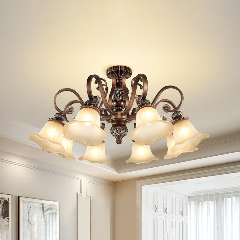 5/6/8 Lights Floral Shade Semi Flush Light for Living Room - Rebooters