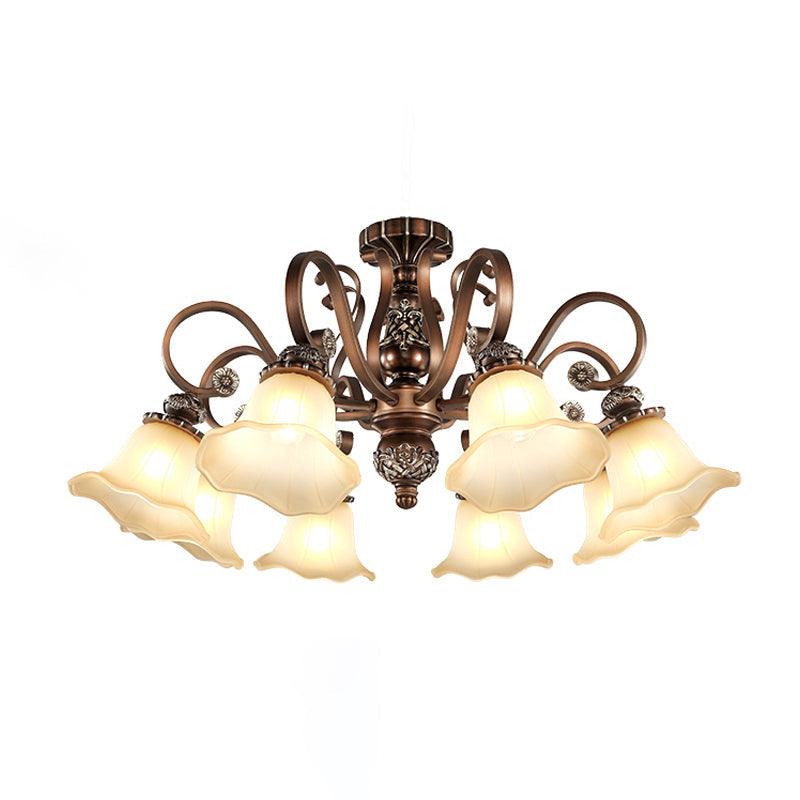 5/6/8 Lights Floral Shade Semi Flush Light for Living Room - Rebooters
