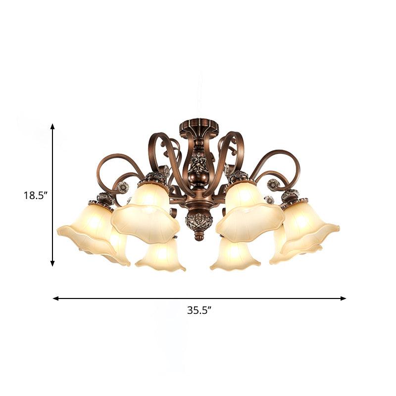 5/6/8 Lights Floral Shade Semi Flush Light for Living Room - Rebooters
