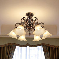 5/6/8 Lights Floral Shade Semi Flush Light for Living Room - Rebooters