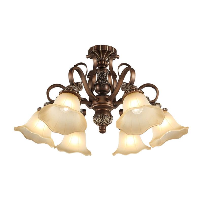 5/6/8 Lights Floral Shade Semi Flush Light for Living Room - Rebooters