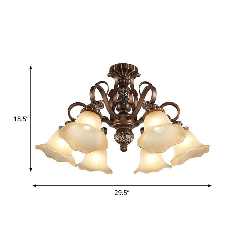 5/6/8 Lights Floral Shade Semi Flush Light for Living Room - Rebooters