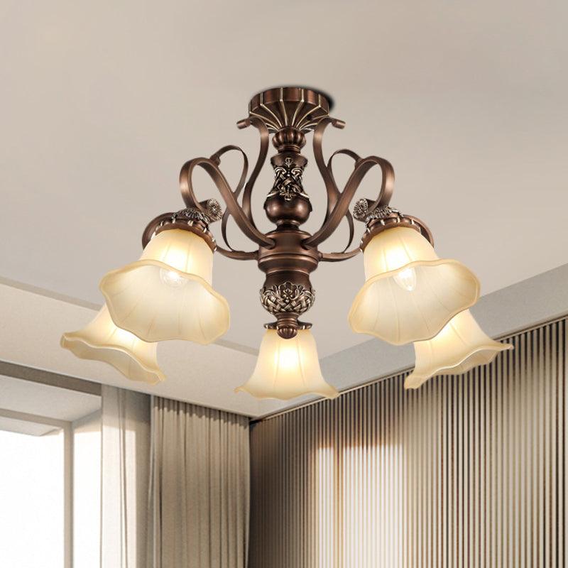 5/6/8 Lights Floral Shade Semi Flush Light for Living Room - Rebooters