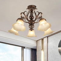 5/6/8 Lights Floral Shade Semi Flush Light for Living Room - Rebooters