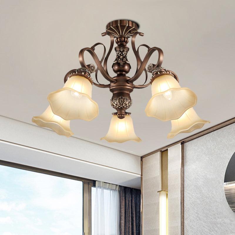 5/6/8 Lights Floral Shade Semi Flush Light for Living Room - Rebooters