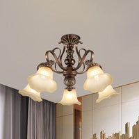 5/6/8 Lights Floral Shade Semi Flush Light for Living Room - Rebooters