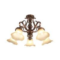 5/6/8 Lights Floral Shade Semi Flush Light for Living Room - Rebooters