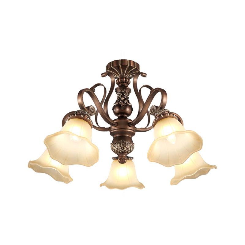 5/6/8 Lights Floral Shade Semi Flush Light for Living Room - Rebooters