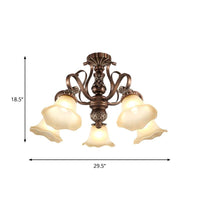 5/6/8 Lights Floral Shade Semi Flush Light for Living Room - Rebooters