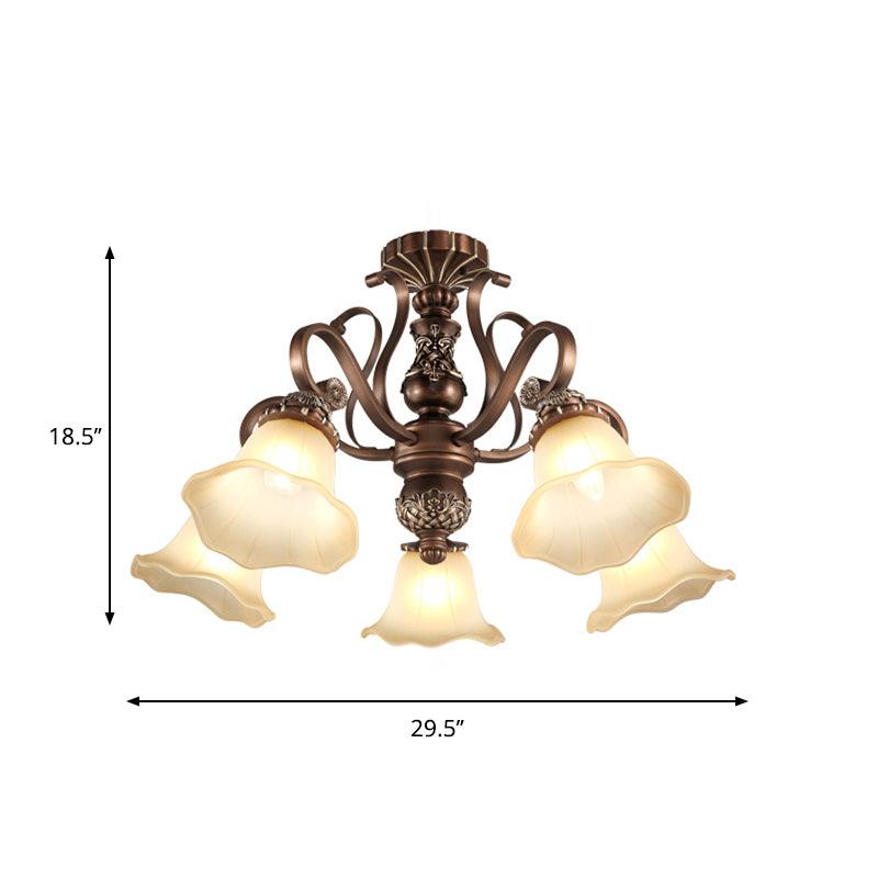 5/6/8 Lights Floral Shade Semi Flush Light for Living Room - Rebooters
