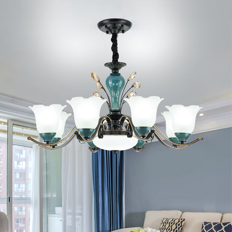 Flower Shade Suspension Lamp Countryside 3/6/8-Head Chandelier - Rebooters