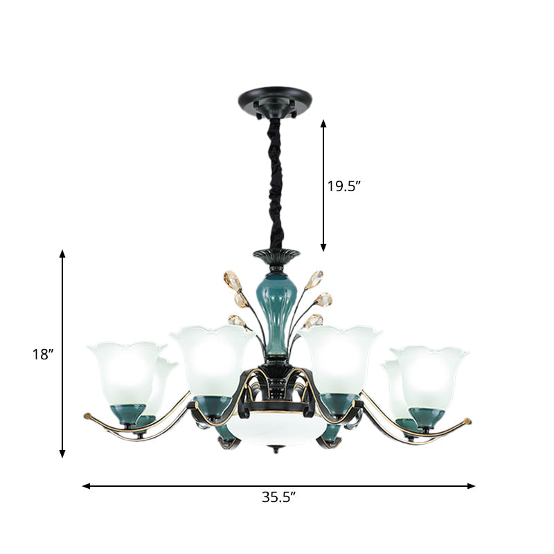 Flower Shade Suspension Lamp Countryside 3/6/8-Head Chandelier - Rebooters