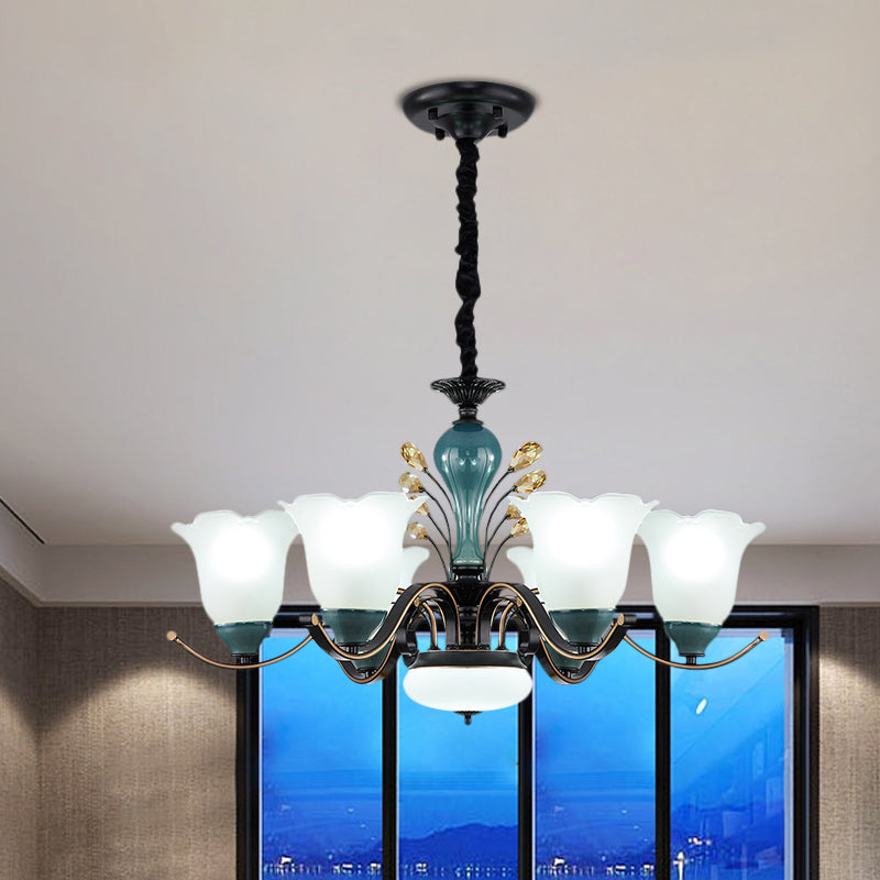 Flower Shade Suspension Lamp Countryside 3/6/8-Head Chandelier - Rebooters