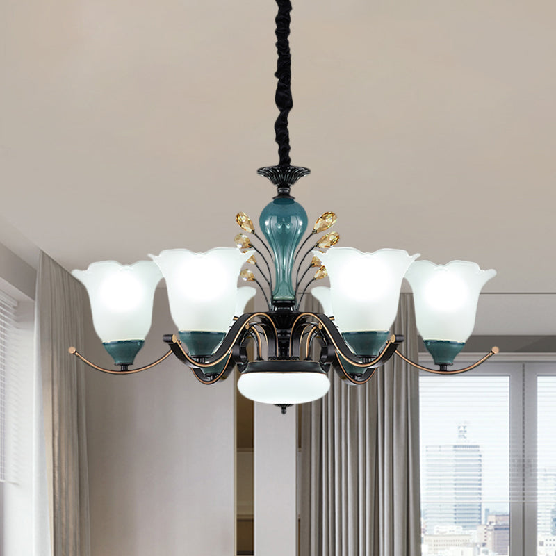 Flower Shade Suspension Lamp Countryside 3/6/8-Head Chandelier - Rebooters