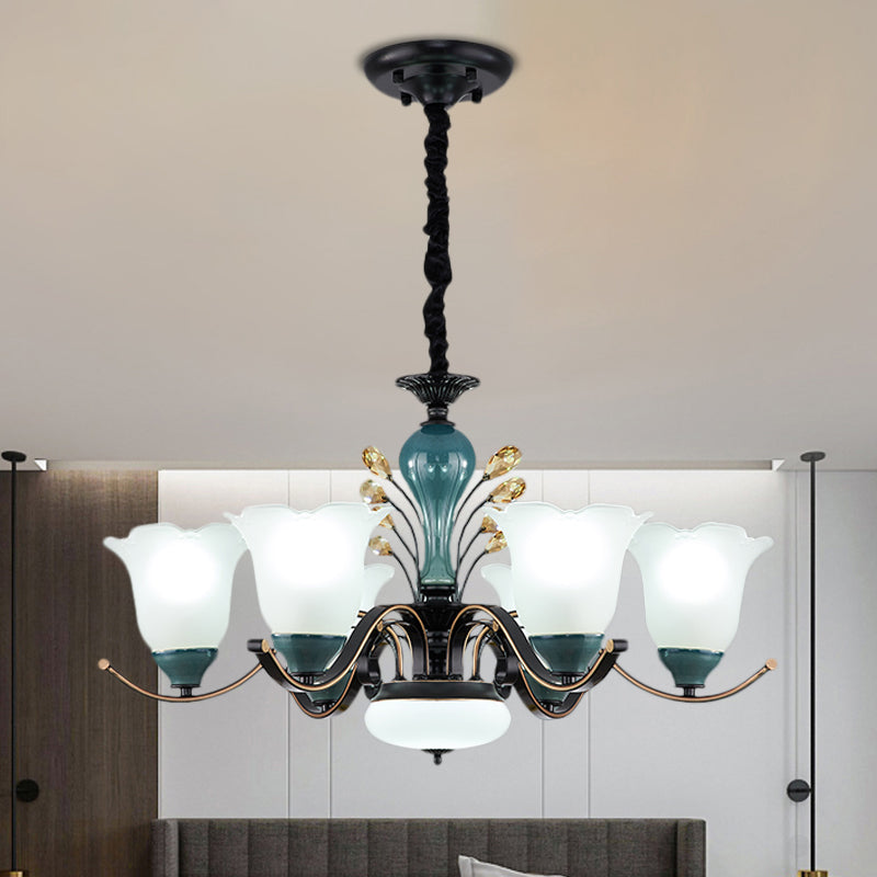 Flower Shade Suspension Lamp Countryside 3/6/8-Head Chandelier - Rebooters