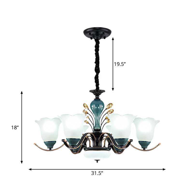 Flower Shade Suspension Lamp Countryside 3/6/8-Head Chandelier - Rebooters