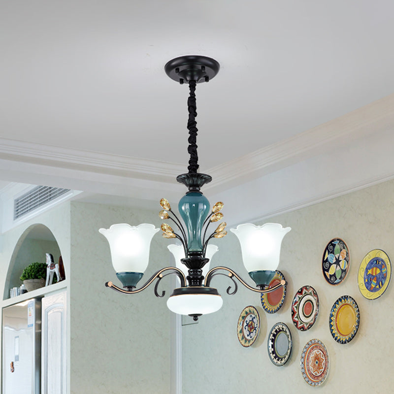 Flower Shade Suspension Lamp Countryside 3/6/8-Head Chandelier - Rebooters