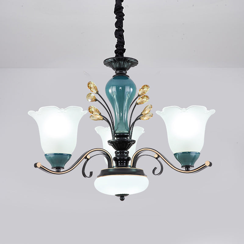 Flower Shade Suspension Lamp Countryside 3/6/8-Head Chandelier - Rebooters