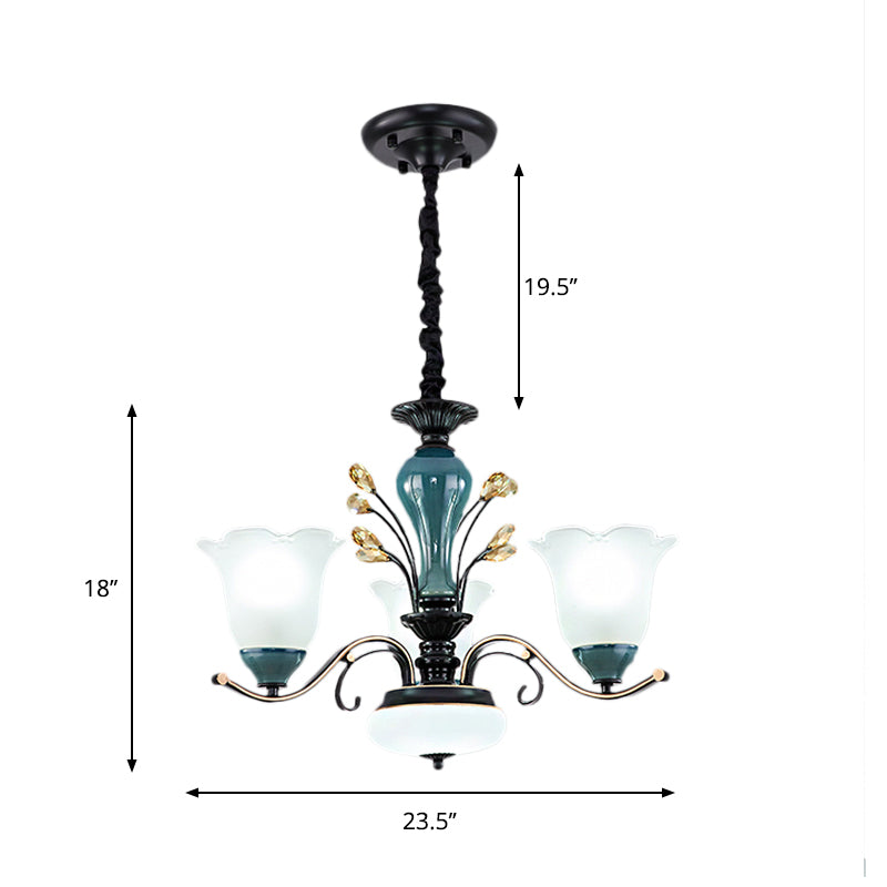 Flower Shade Suspension Lamp Countryside 3/6/8-Head Chandelier - Rebooters