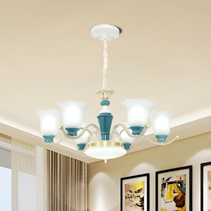 Green Flower Shade Ceiling Hang Fixture Countryside Chandelier - Rebooters