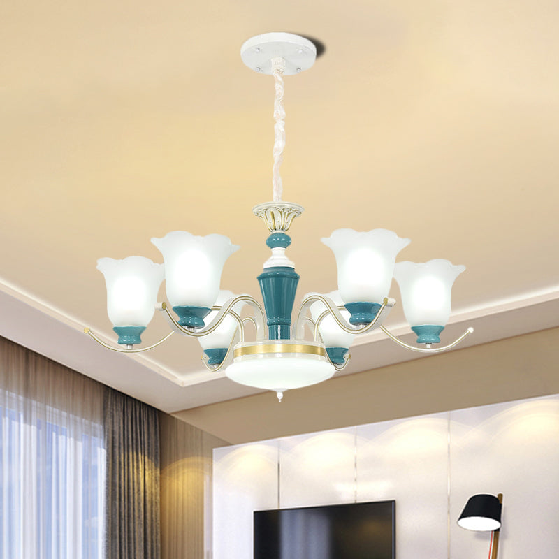 Green Flower Shade Ceiling Hang Fixture Countryside Chandelier - Rebooters