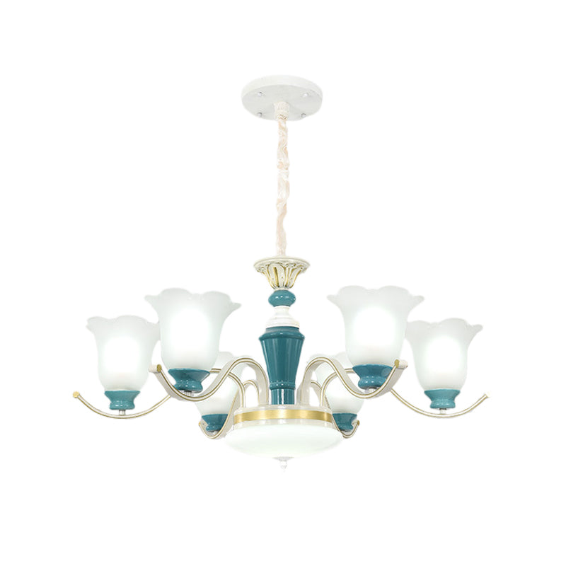 Green Flower Shade Ceiling Hang Fixture Countryside Chandelier - Rebooters